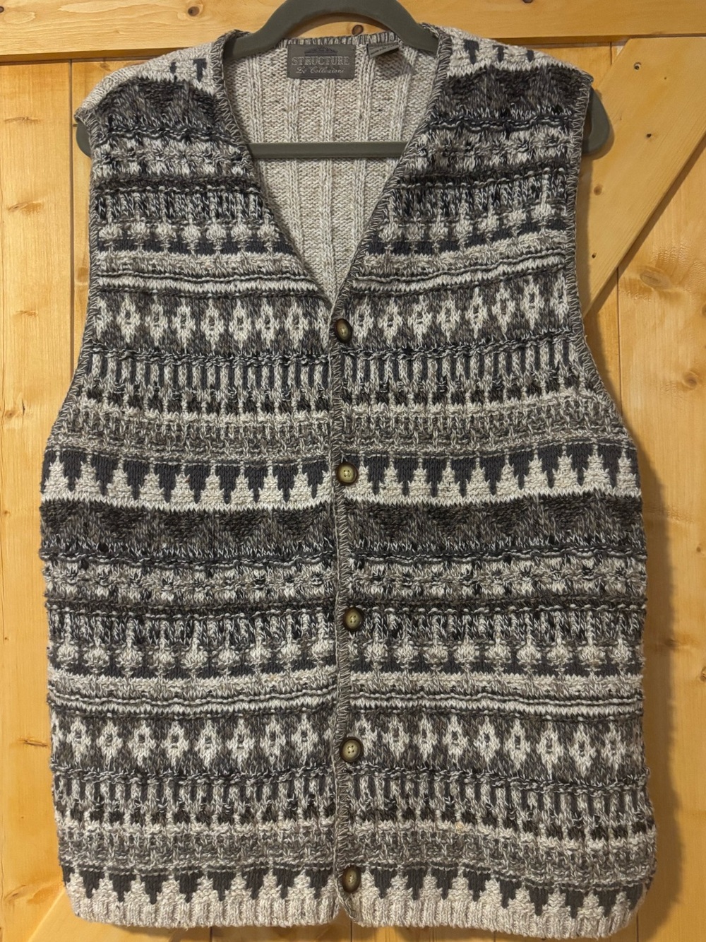 Structure Le Collezioni Vintage Cotton Wool Fair Isle Sweater Vest L UNISEX